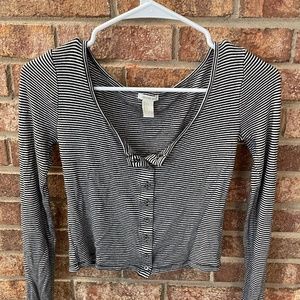 Striped Crop Top Forever 21 Button Down Long Sleeve